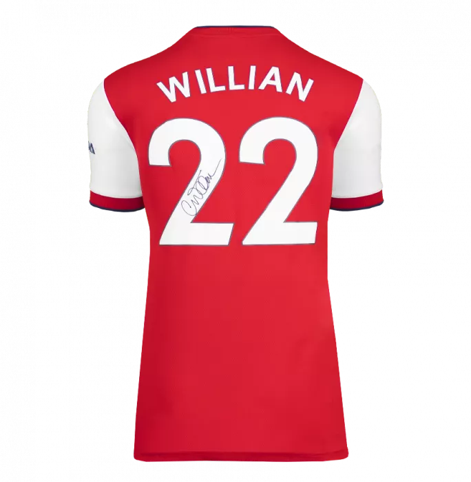Icons Willian Back Signed Arsenal 2021-22 Home Shirt In Hero Frame: Option 1