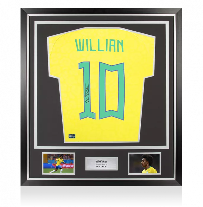icons Willian Back Signed Brazil 2022-23 Home Shirt In Classic Frame
