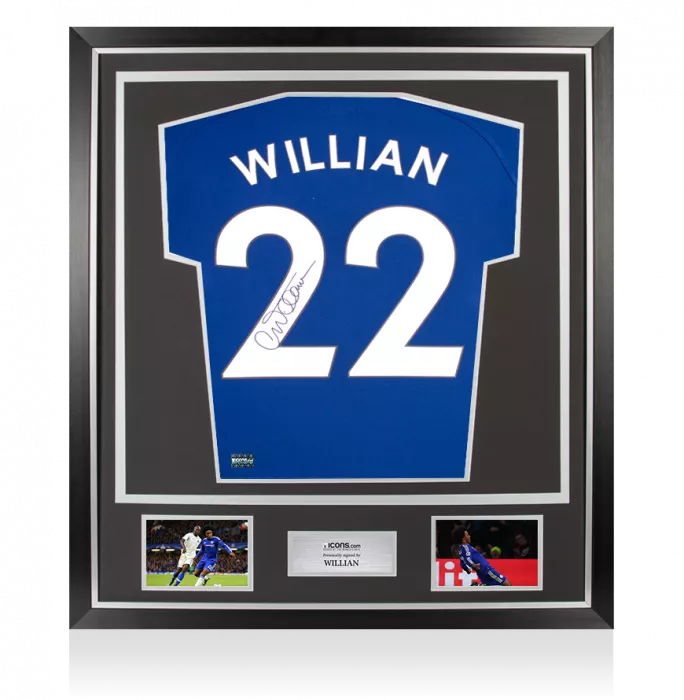 icons Willian Back Signed Chelsea 2022-23 Home Shirt In Classic Frame