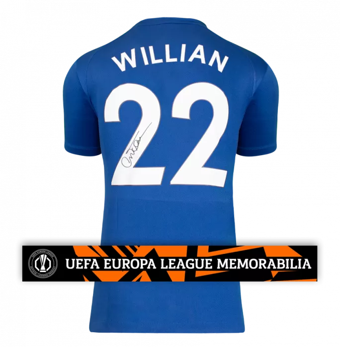 icons Willian Official UEFA Europa League Back Signed Chelsea T-Shirt
