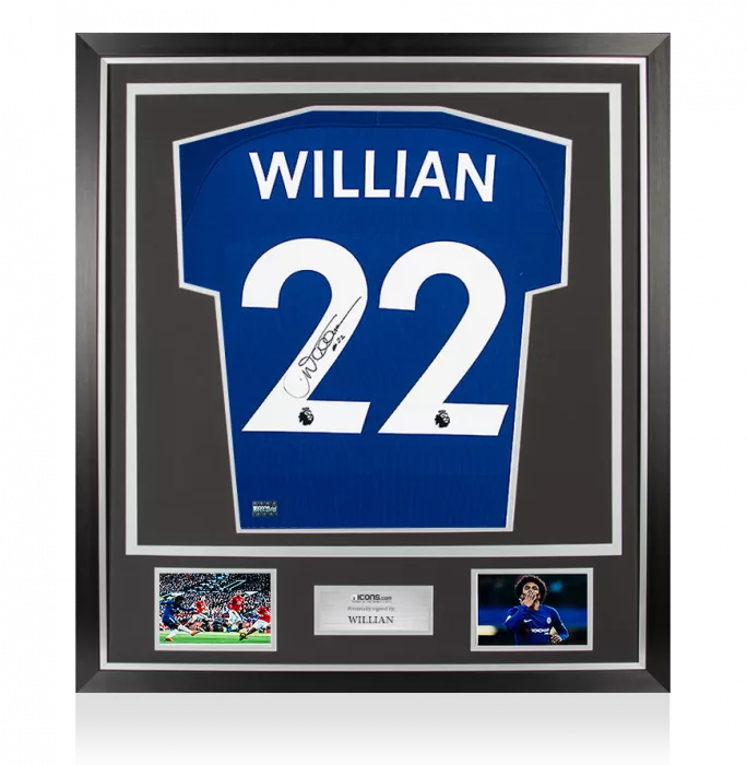 icons Willian Signed Chelsea 2017-18 Home Shirt In Classic Frame