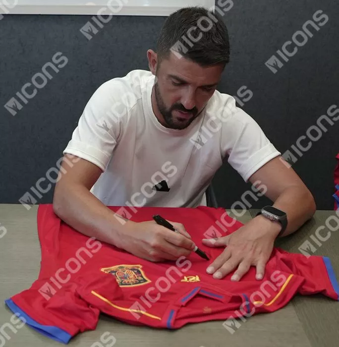 Icons Xabi Alonso And David Villa Dual Signed Spain 2010 Home Shirt In Hero Frame: Option 1