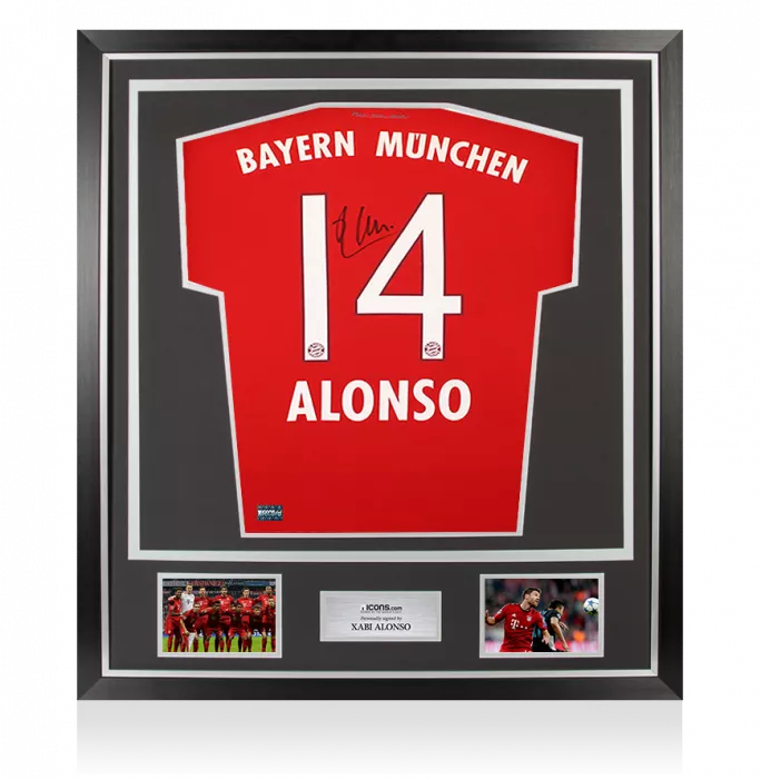 icons Xabi Alonso Back Signed FC Bayern Munich 2015-16 Home Shirt In Classic Frame
