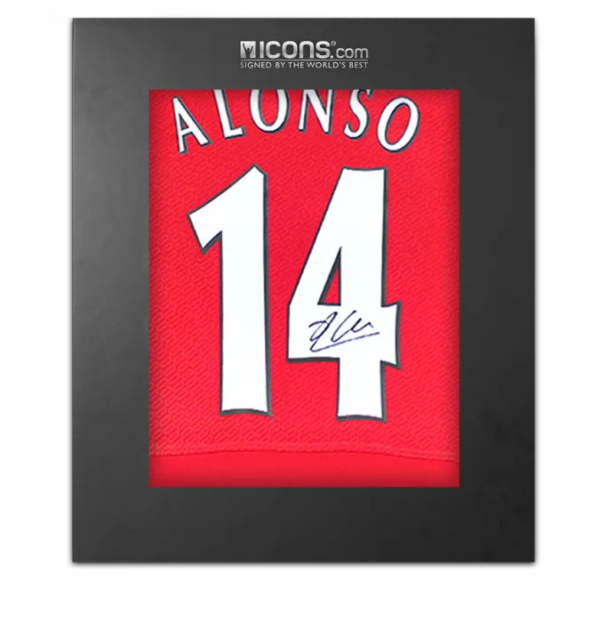 icons Xabi Alonso Back Signed Liverpool FC 2005 Home Shirt In Deluxe Packaging