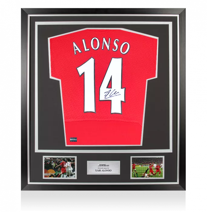 icons Xabi Alonso Back Signed Liverpool FC 2005 Home Shirt In Classic Frame