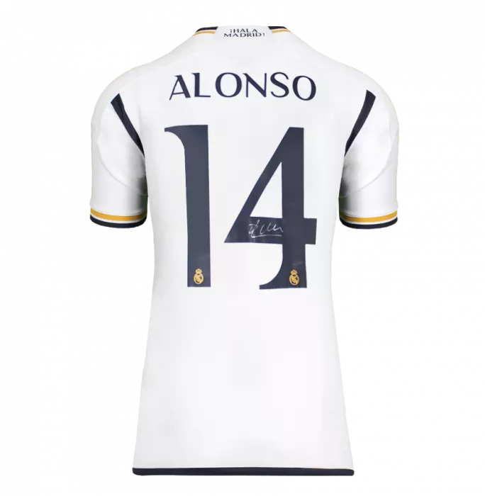 Icons Xabi Alonso Back Signed Modern Real Madrid CF Home Shirt In Hero Frame: Option 1