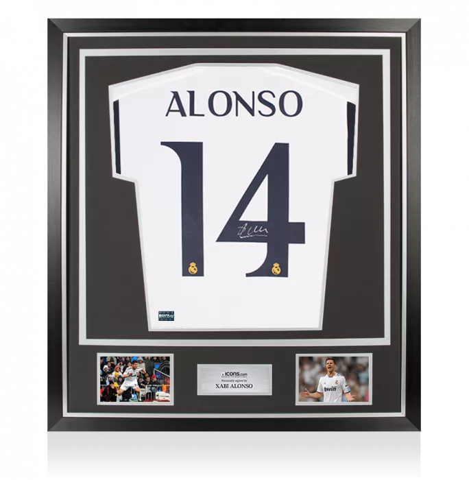 icons Xabi Alonso Back Signed Modern Real Madrid CF Home Shirt In Classic Frame