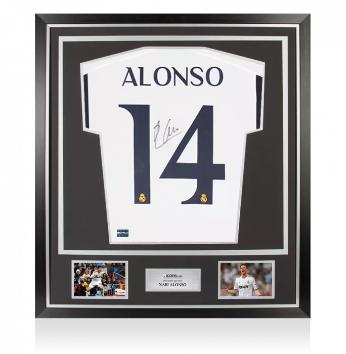 icons Xabi Alonso Back Signed Modern Real Madrid CF Home Shirt In Classic Frame