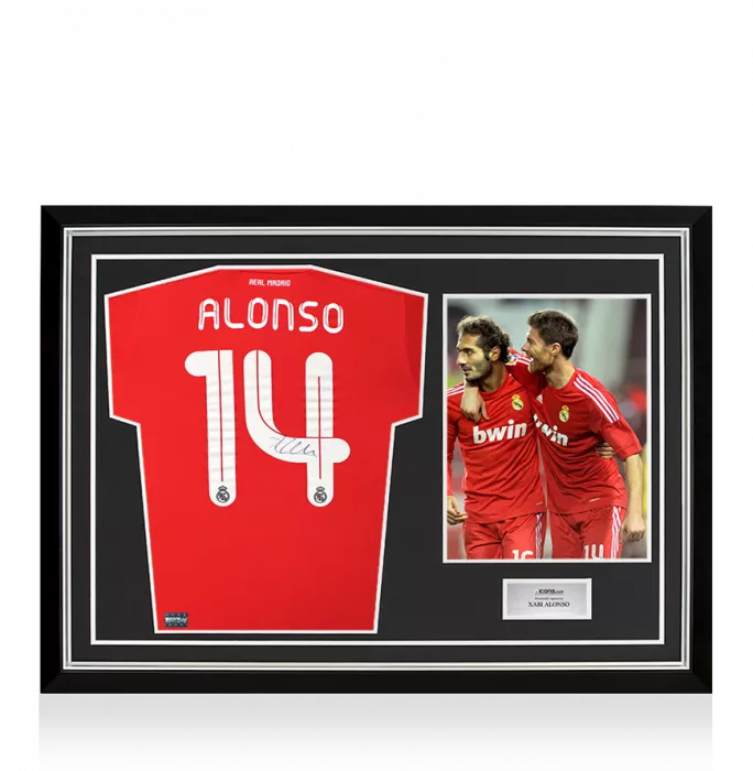 icons Xabi Alonso Back Signed Real Madrid 2011-12 Third Shirt In Hero Frame: Option 1