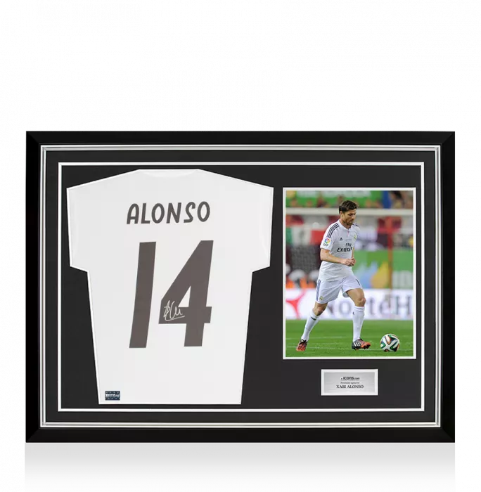 icons Xabi Alonso Back Signed Real Madrid 2018-19 Home Shirt In Hero Frame: Option 1