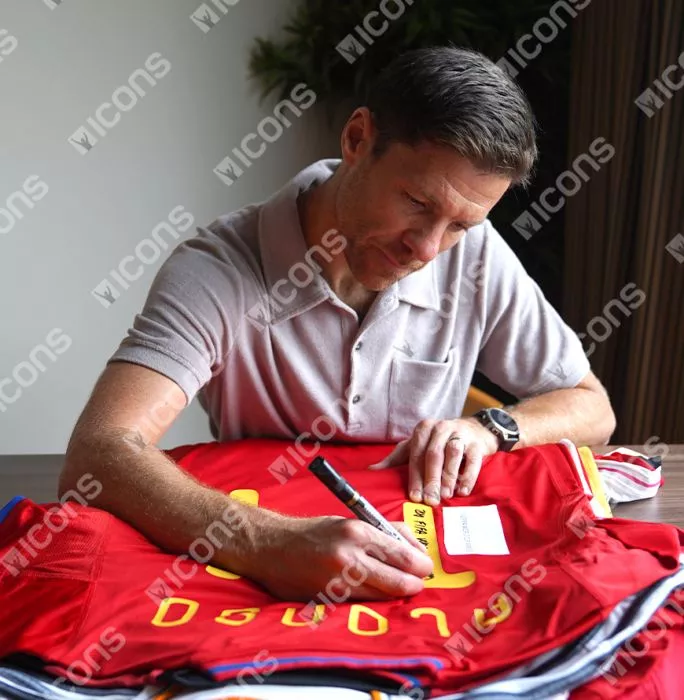 Icons Xabi Alonso Back Signed Spain 2010 Home Shirt - "2010 FIFA World Cup Winner" Inscription In Hero Frame: Option 1