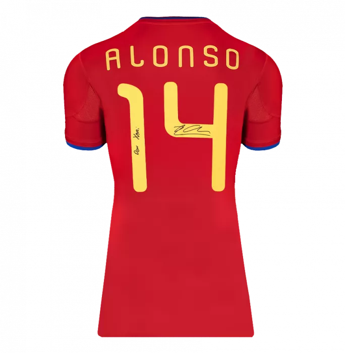 Icons Xabi Alonso Back Signed Spain 2010 Home Shirt - "Don Xabi" Inscription In Classic Frame