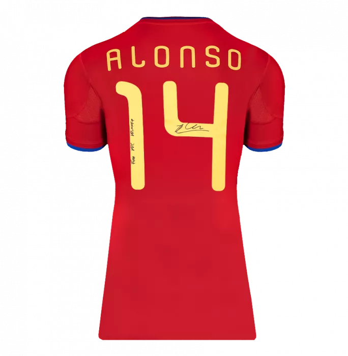 Icons Xabi Alonso Back Signed Spain 2010 Home Shirt - "FIFA WC Winner" Inscription In Classic Frame
