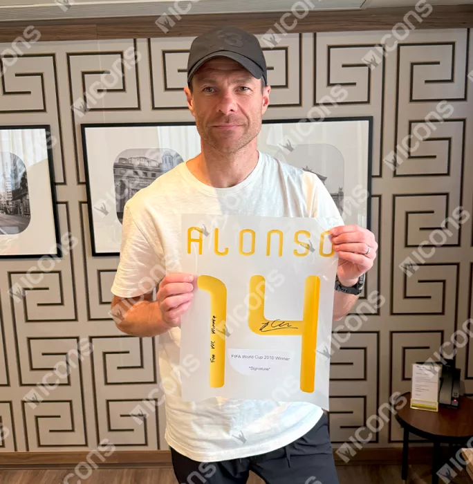 Icons Xabi Alonso Back Signed Spain 2010 Home Shirt - "FIFA WC Winner" Inscription In Hero Frame: Option 1