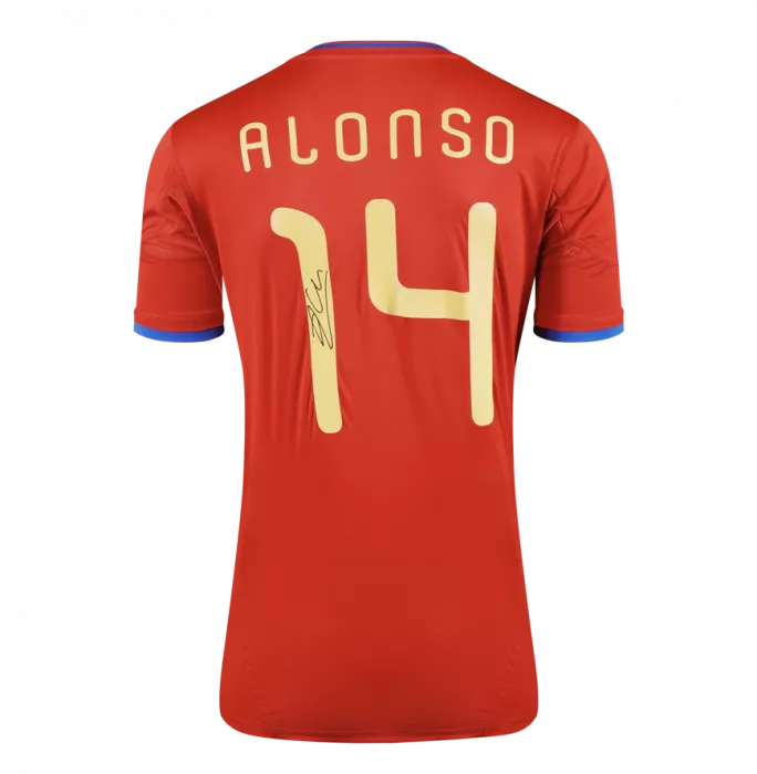 Icons Xabi Alonso Back Signed Spain 2010 Home Shirt In Classic Frame