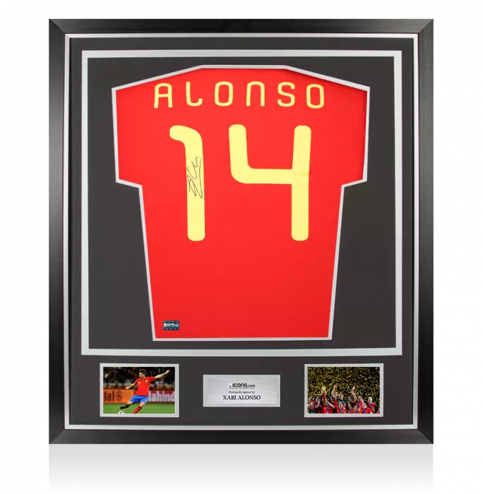 icons Xabi Alonso Back Signed Spain 2010 Home Shirt In Classic Frame