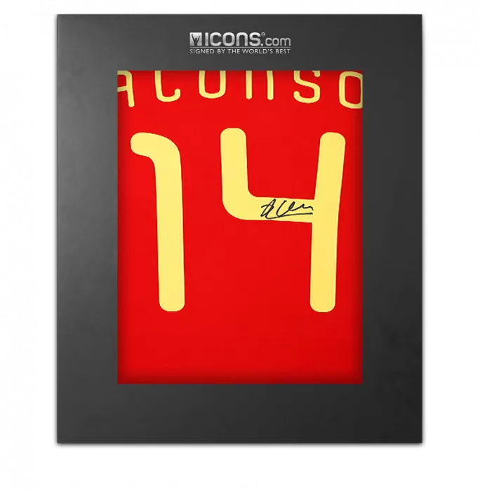 icons Xabi Alonso Back Signed Spain 2010 Home Shirt In Deluxe Packaging