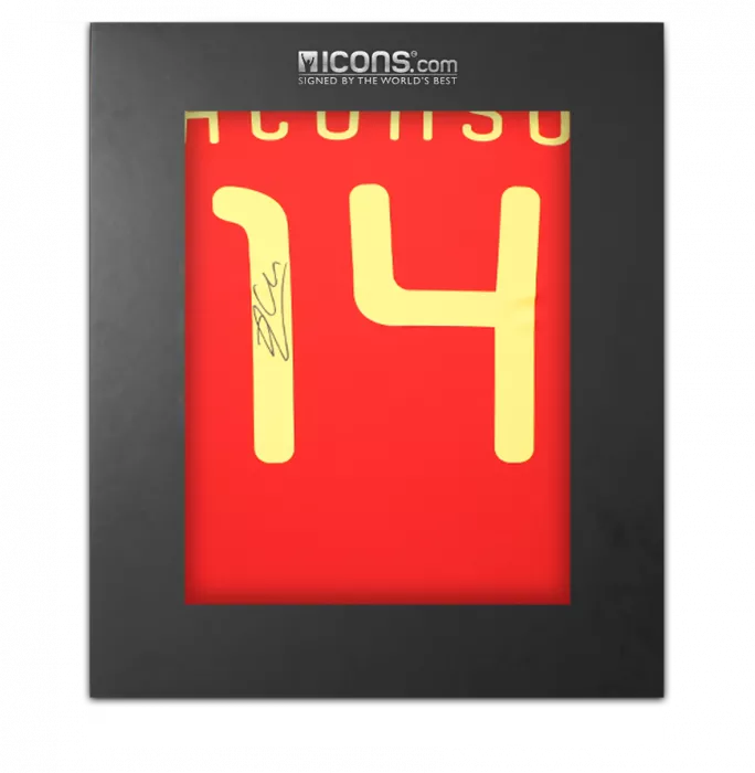 icons Xabi Alonso Back Signed Spain 2010 Home Shirt In Deluxe Packaging