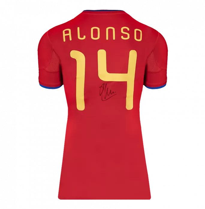 Icons Xabi Alonso Back Signed Spain 2010 Home Shirt In Hero Frame: Option 1