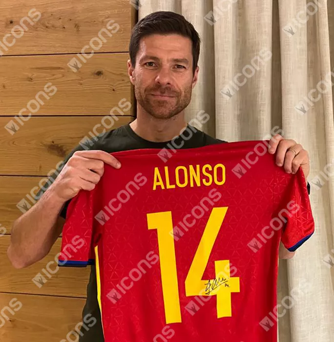 Icons Xabi Alonso Back Signed Spain 2016-17 Home Shirt In Classic Frame