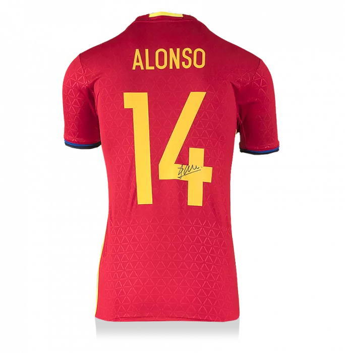 icons Xabi Alonso Back Signed Spain 2016-17 Home Shirt