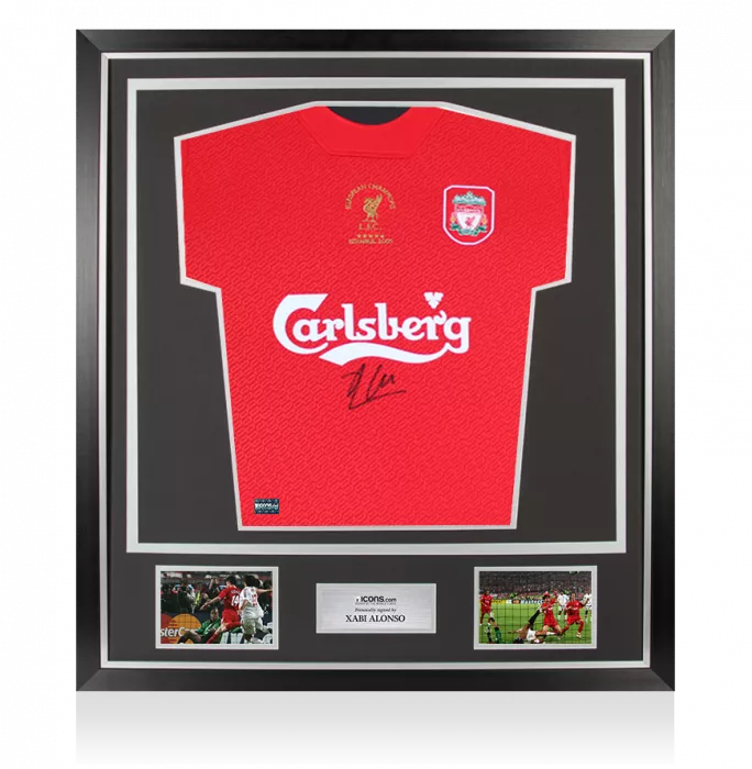 icons Xabi Alonso Front Signed Liverpool FC 2005 Home Shirt In Classic Frame