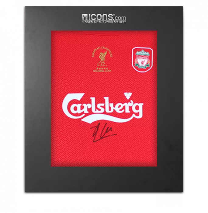 icons Xabi Alonso Front Signed Liverpool FC 2005 Home Shirt In Deluxe Packaging