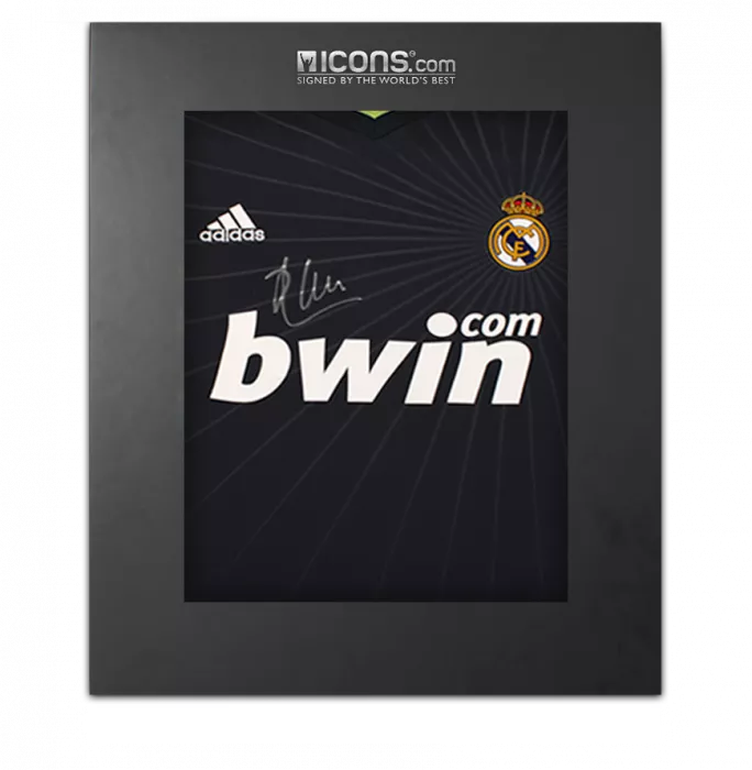 icons Xabi Alonso Front Signed Real Madrid 2010-11 Away Shirt In Deluxe Packaging