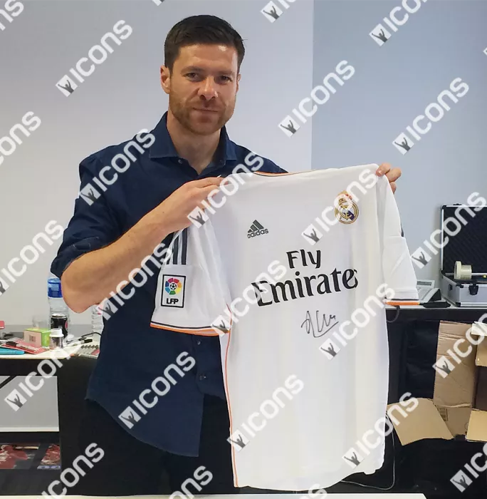Icons Xabi Alonso Front Signed Real Madrid 2013-14 Home Shirt: Campeones De Europa Edition
