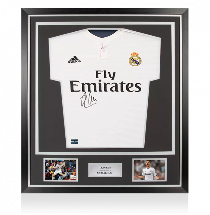 icons Xabi Alonso Front Signed Real Madrid 2014-15 Home Shirt In Classic Frame