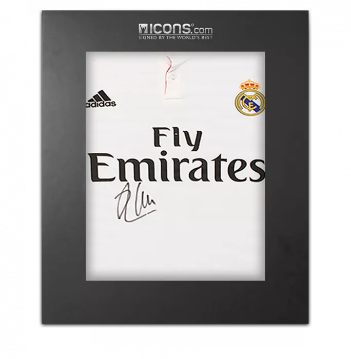icons Xabi Alonso Front Signed Real Madrid 2014-15 Home Shirt In Deluxe Packaging