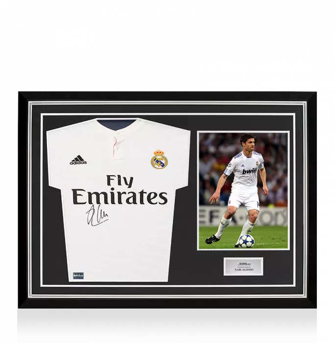 icons Xabi Alonso Front Signed Real Madrid 2014-15 Home Shirt In Hero Frame: Option 1