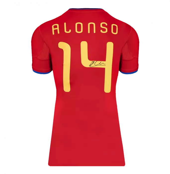 Icons Xabi Alonso Official 2010 FIFA World Cup™ Back Signed And Hero Framed Spain 2010 Home Shirt