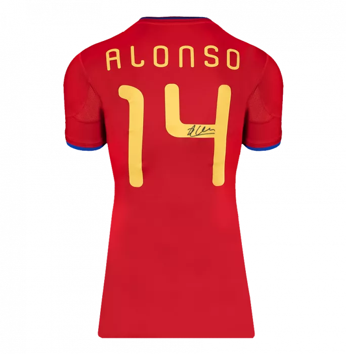 Icons Xabi Alonso Official 2010 FIFA World Cup™ Back Signed And Framed Spain 2010 Home Shirt