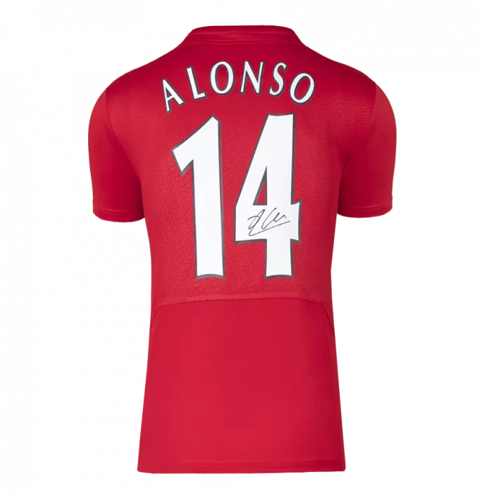 Icons Xabi Alonso Official UEFA Champions League Back Signed And Framed Liverpool FC 2005 Home Shirt