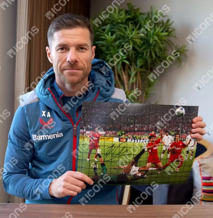 Icons Xabi Alonso Official UEFA Champions League Signed And Framed Liverpool FC Photo: 2005 Final Goal