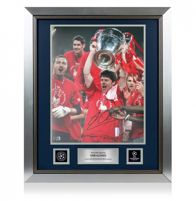 icons Xabi Alonso Official UEFA Champions League Signed and Framed Liverpool FC Photo - 2005 Champions League Winners