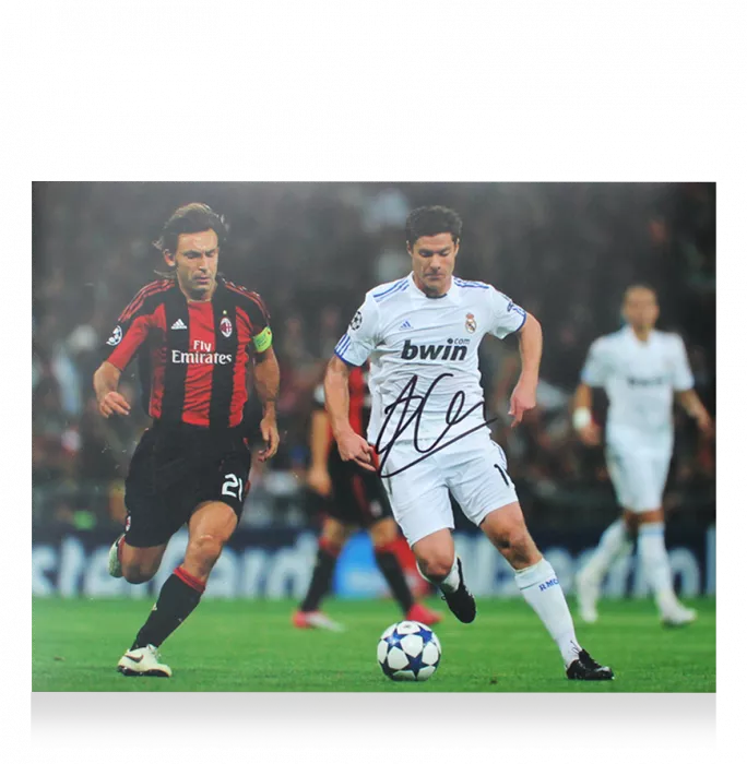 Icons Xabi Alonso Official UEFA Champions League Signed And Framed Real Madrid Photo - UEFA Champions League V AC Milan