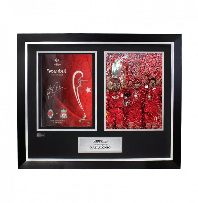 icons Xabi Alonso Signed and Framed Programme: 2005 UEFA Champions League Final