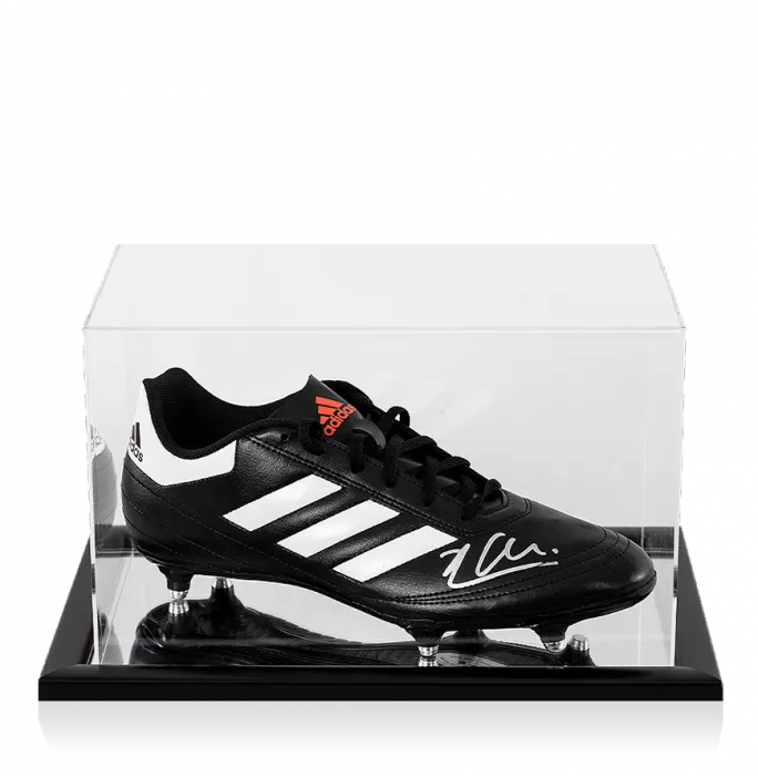 icons Xabi Alonso Signed Black Adidas Boot With Metal Studs In Acrylic Case