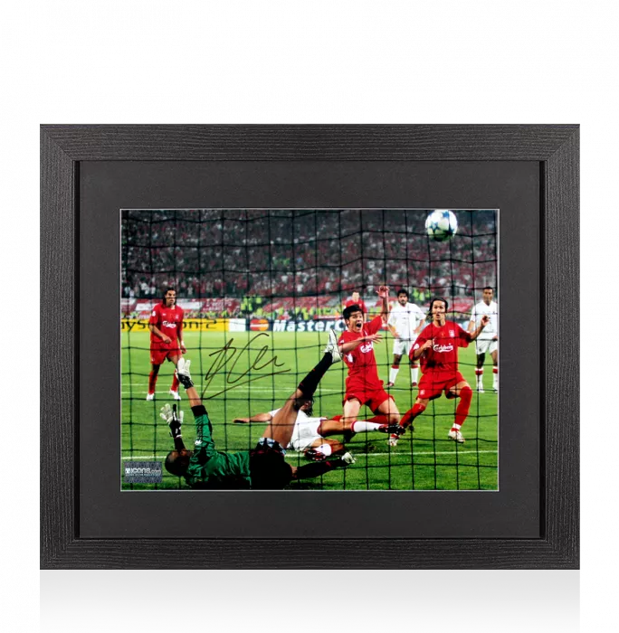 icons Xabi Alonso Signed Liverpool FC Photo In Black Wooden Frame: 2005 UEFA Champions League Final Goal