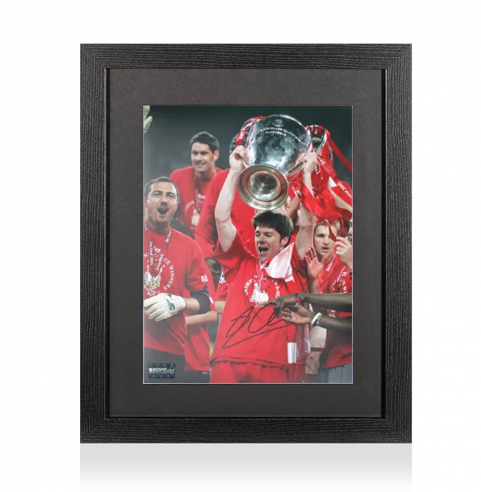 icons Xabi Alonso Signed Liverpool FC Photo In Black Wooden Frame: 2005 Champions League Winners