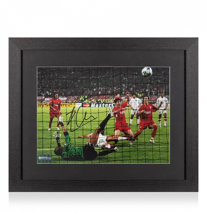 icons Xabi Alonso Signed Liverpool Photo In Black Wooden Frame: 2005 UEFA Champions League Final Goal