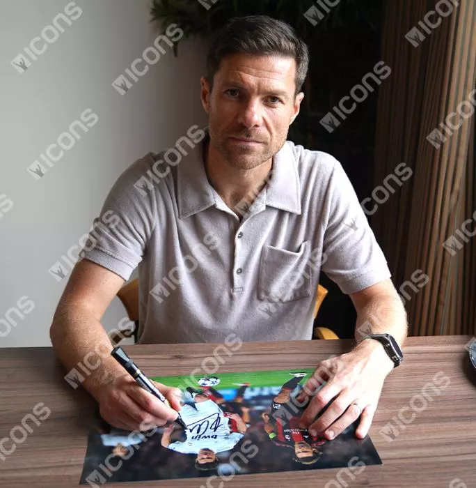Icons Xabi Alonso Signed Real Madrid Photo In Black Wooden Frame: UEFA Champions League V AC Milan