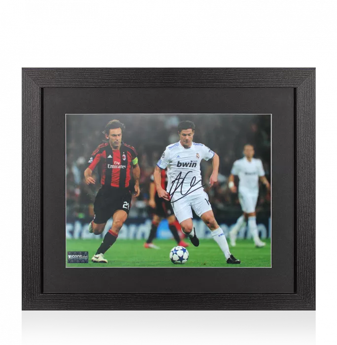 icons Xabi Alonso Signed Real Madrid Photo In Black Wooden Frame: UEFA Champions League v AC Milan