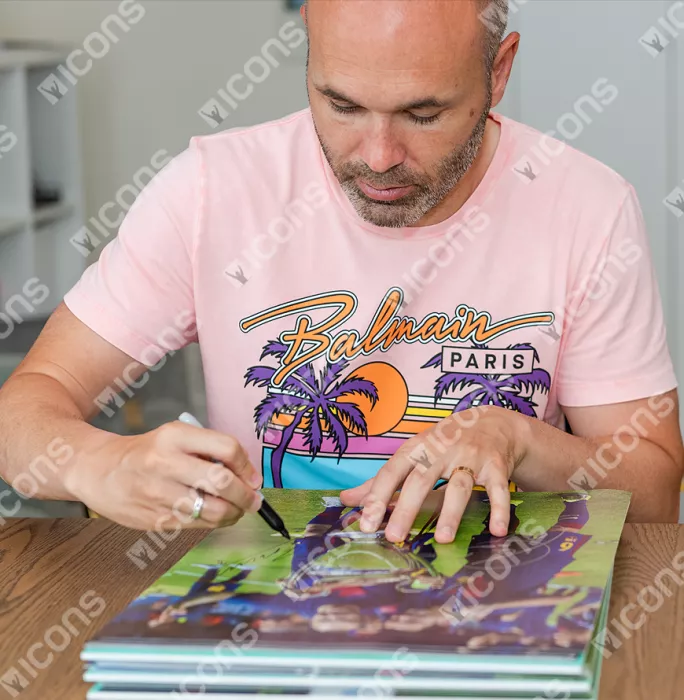 Icons Xavi & Andres Iniesta Official FC Barcelona Signed And Framed Photo: Four-Time UCL Winners
