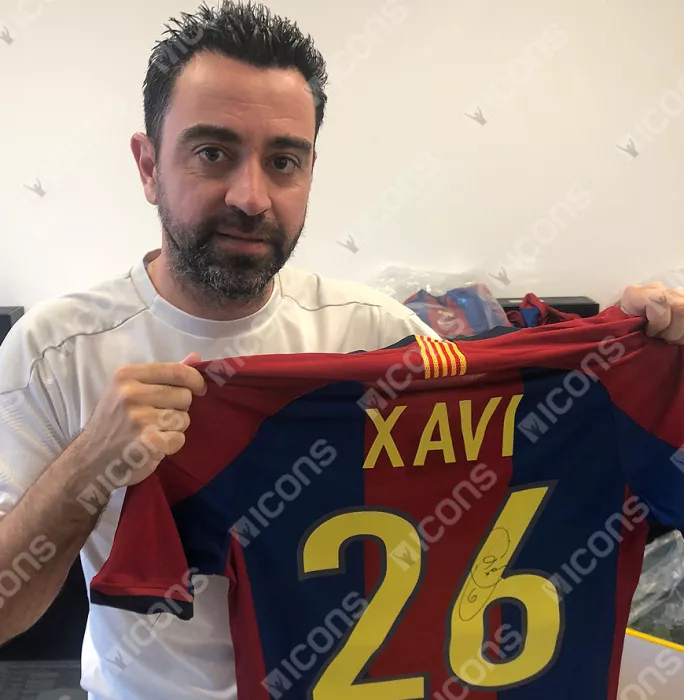 Icons Xavi Back Signed FC Barcelona 1998 Home Shirt In Classic Frame