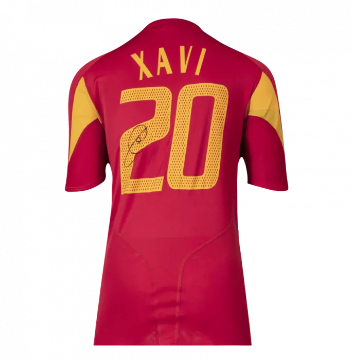 Icons Xavi Back Signed Spain 2004-06 Home Shirt In Classic Frame