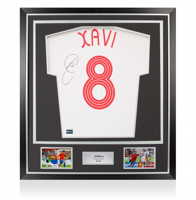 icons Xavi Back Signed Spain 2006 Away Shirt In Classic Frame