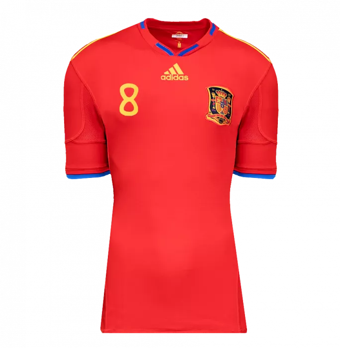 Icons Xavi Back Signed Spain 2010 Home Shirt - "2010 FIFA World Cup Winner" Inscription In Hero Frame: Option 1